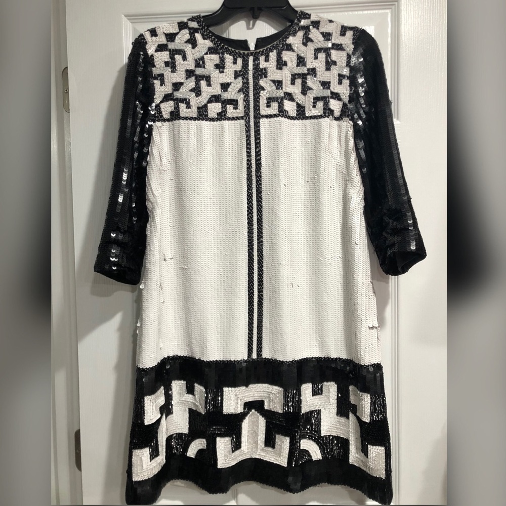 NWOT French Connection Geo Maze Sequin Dress Sz 6